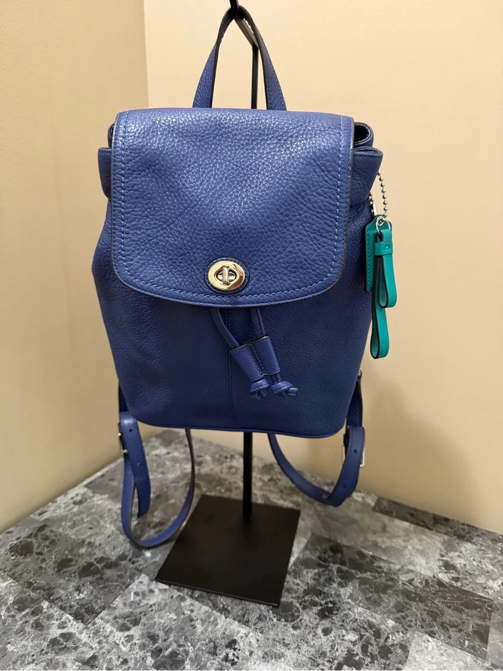 Coach Park Leather Backpack French Blue Royal Teal Lining Mini Shoulder Bag